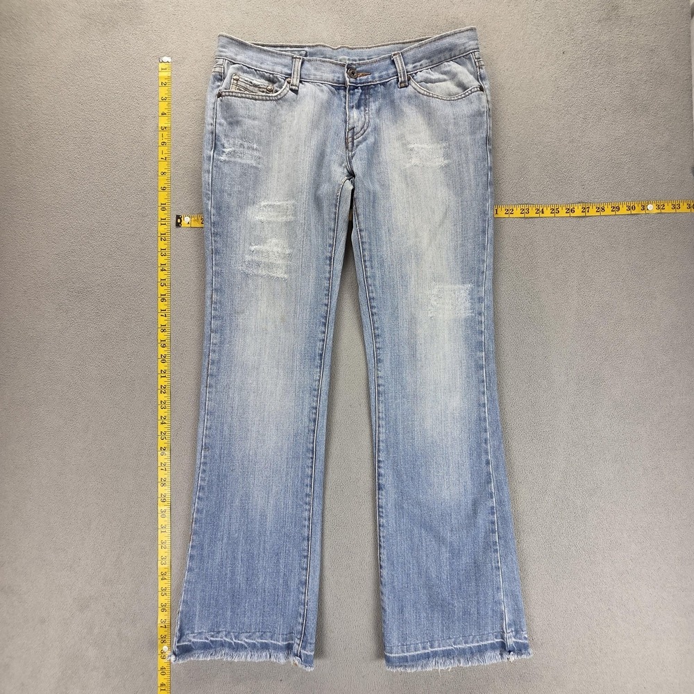 Diesel Jeans Mens 34x32 Blue Ramel 32 Regular Straight Distressed Light Wash